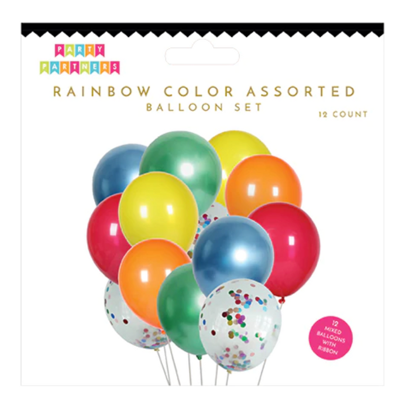 Rainbow Assorted Balloons – Set of 12