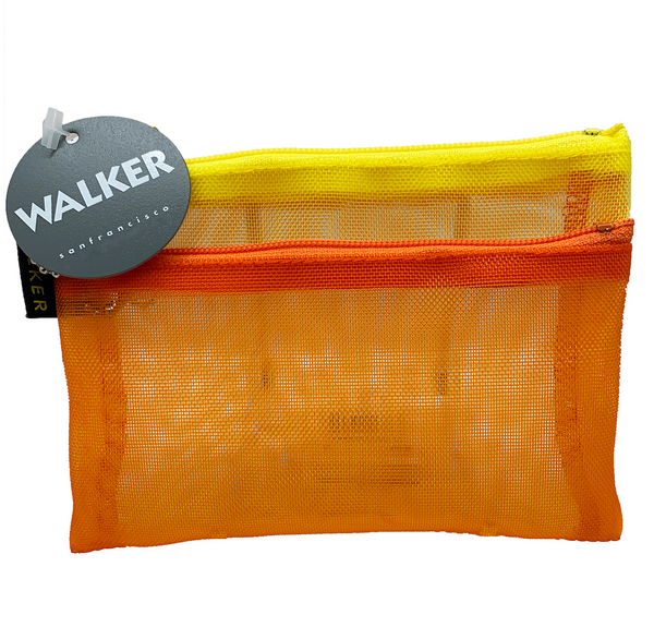 Walker Bags Color Mesh Double Zip Case  – Orange/Yellow – 5x7in