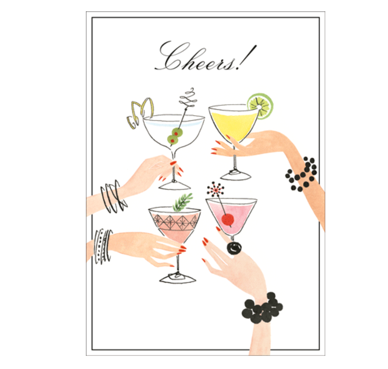 Caspari – Cheers To You Happy Birthday Card – 1 Card & 1 Envelope