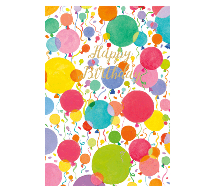 Caspari Confetti and Balloons Birthday Card – 1 Card & 1 Envelope