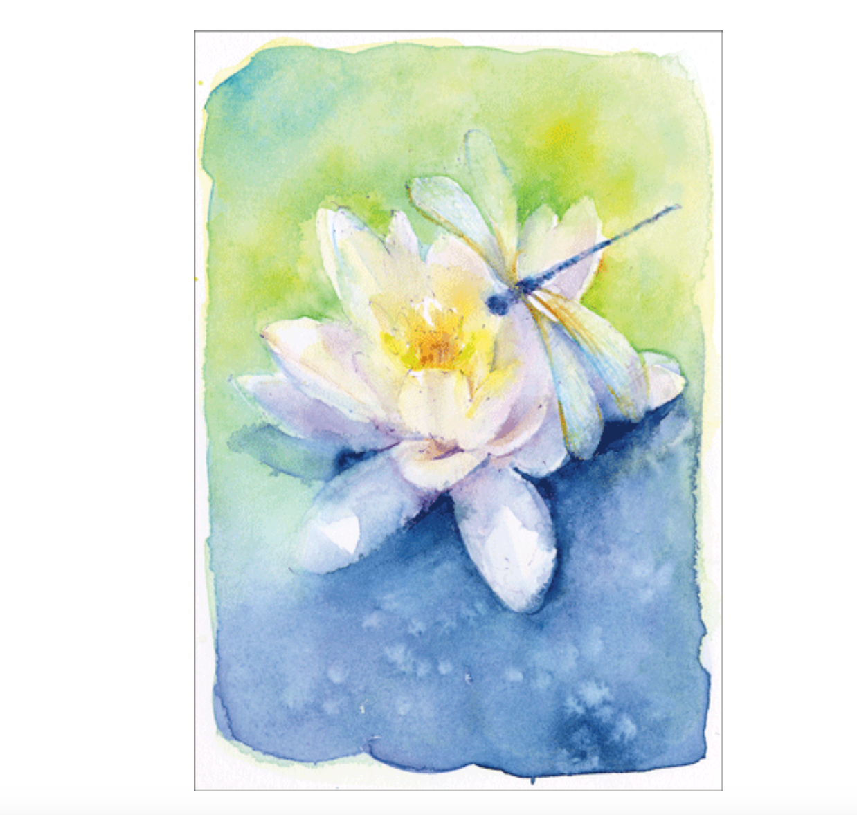Caspari Dragonfly And Waterlily – Blank Inside Card – 1 Card & 1 Envelope