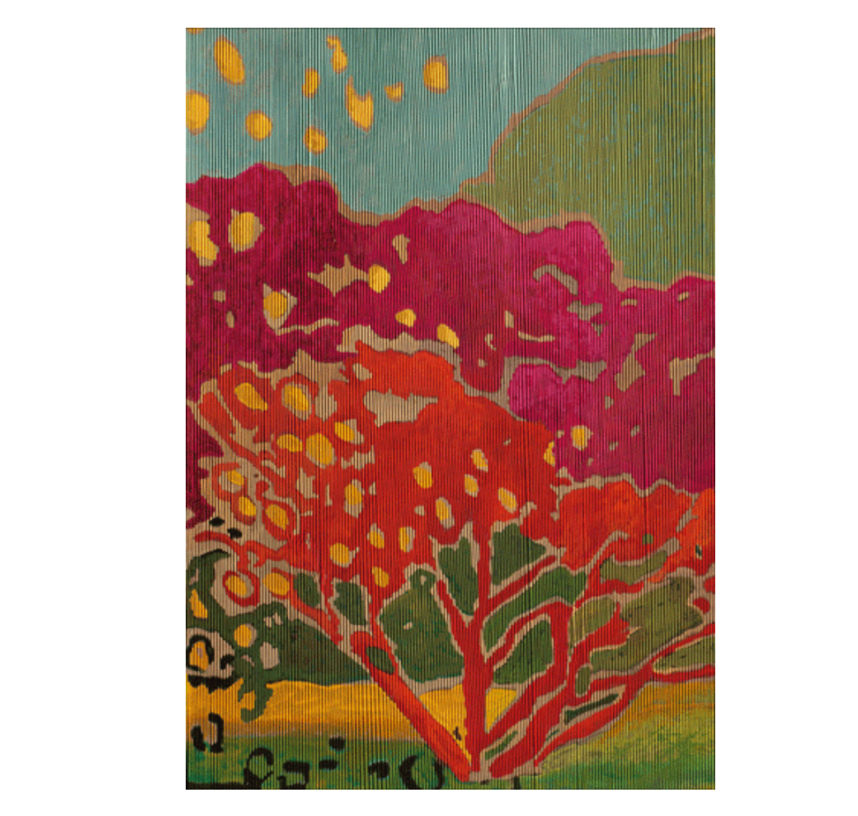 Caspari Abstract Tree – Blank Inside Card – 1 Card & 1 Envelope