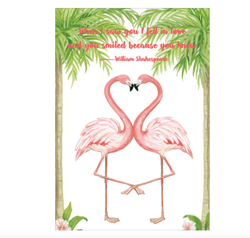 Caspari Flamingo Anniversary Card – 1 Card & 1 Envelope