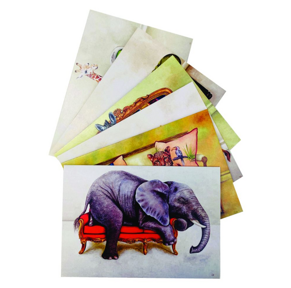 Wildlife At Leisure – Elephant And Friends Note Cards – Set of 6