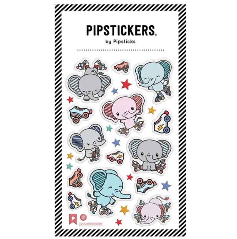 Pipsticks Puffy Stickers – Skating Elephants