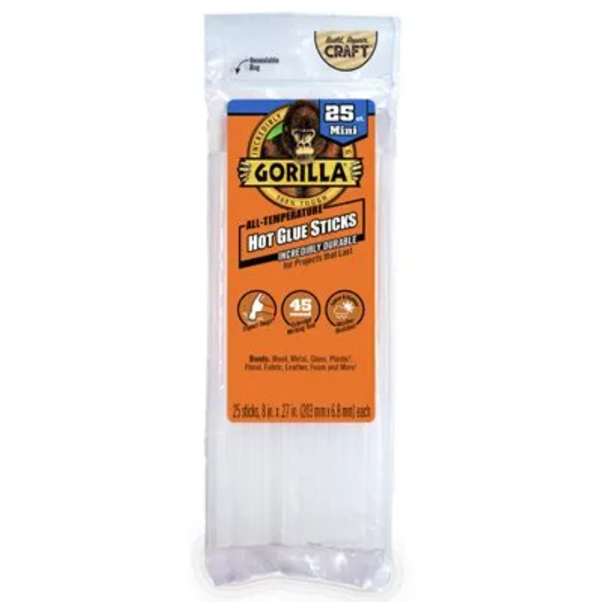 Gorilla Mini Size Hot Glue Sticks –25-Ct.