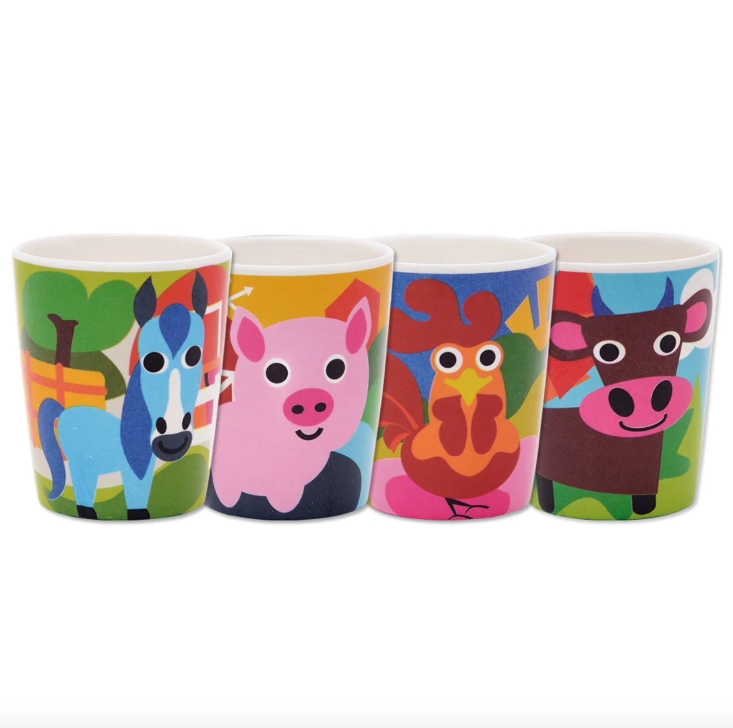 French Bull Kids Everyday Melamine 4 Piece Cup Set – Farm Animals