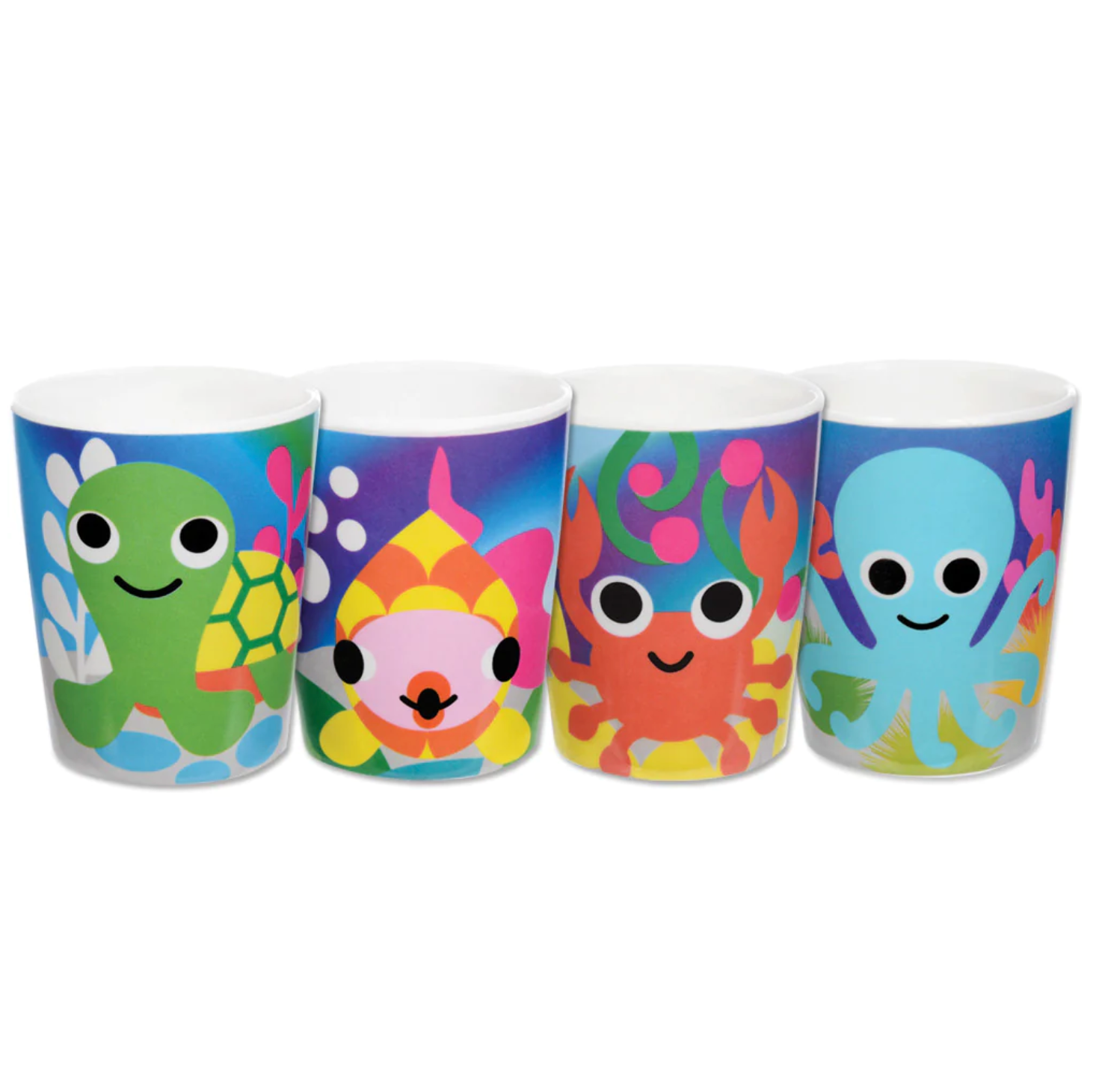 French Bull Kids Everyday Melamine 4 Piece Cup Set – Ocean Animals
