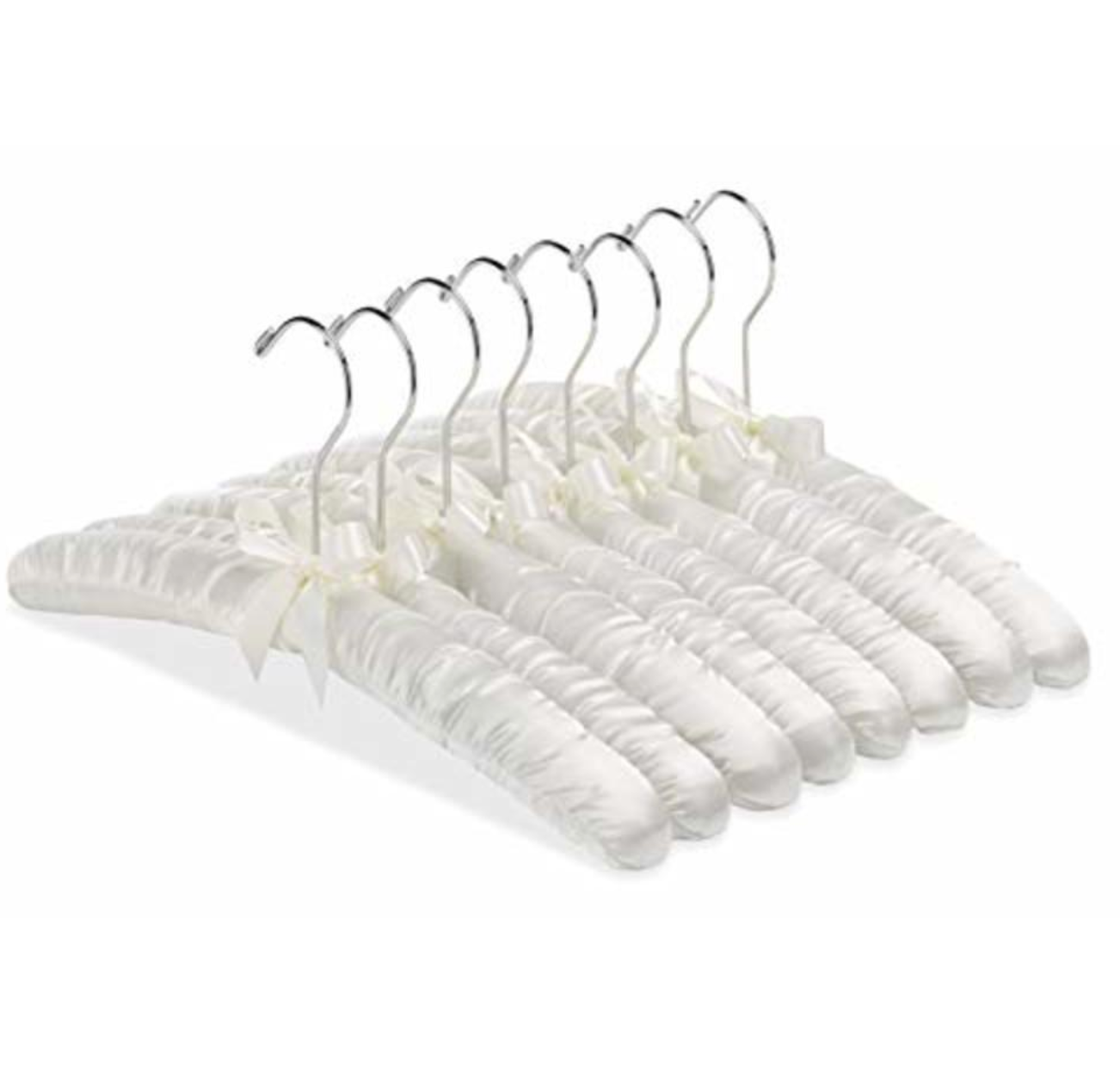 Satin Padded Hangers, White, Set of 8