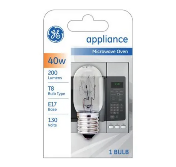 GE T8 Microwave Light Bulb – Intermediate E17 Base - Soft White - 40-Watt