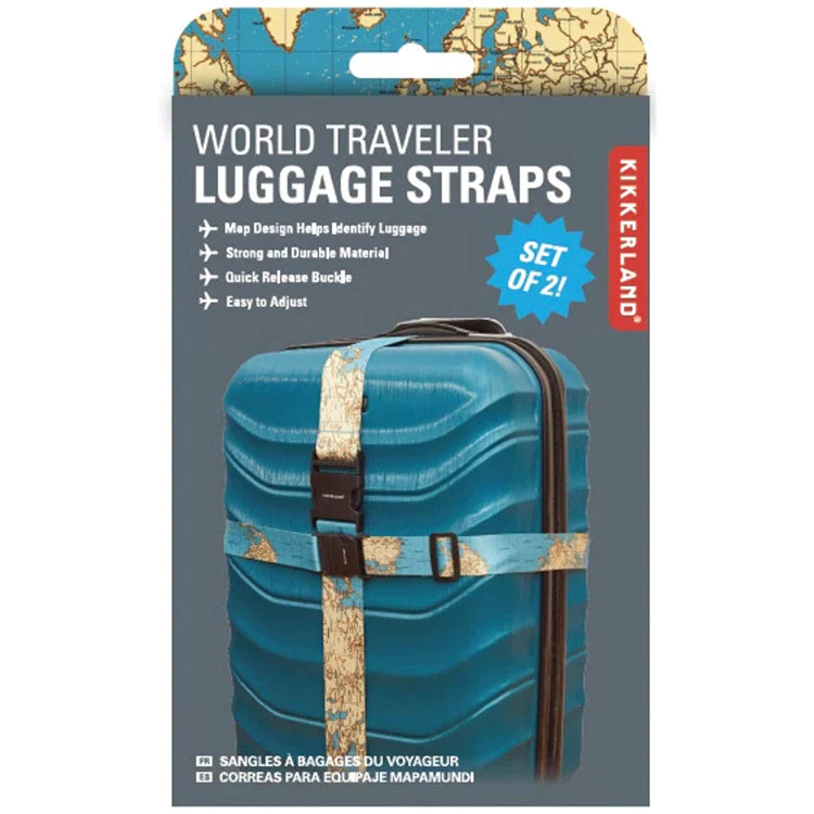 Kikkerland World Traveler Luggage Straps – 2 Pack