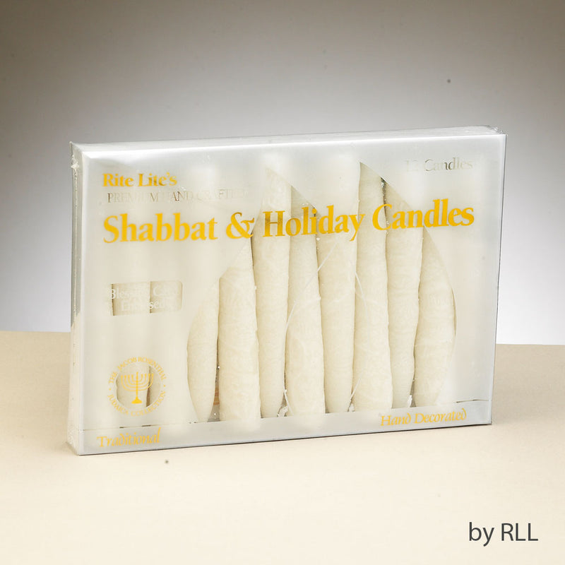 Premium Shabbat & Holiday Candles, White, 12 Pk
