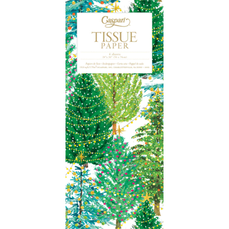 Caspari Christmas Trees With Lights Tissue Paper – 4 Sheets
