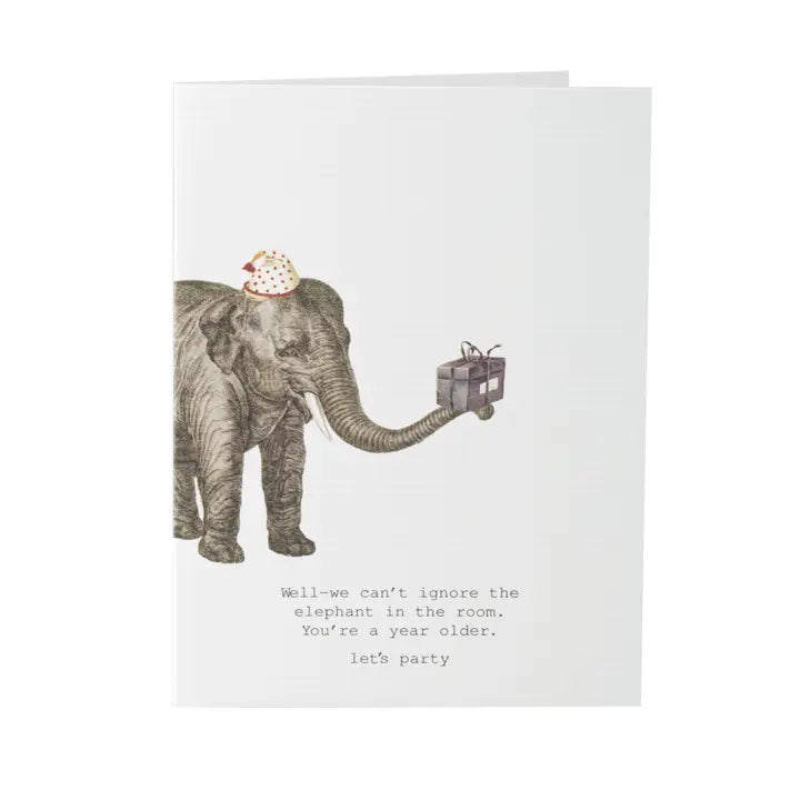 Elephant in the Room Birthday Glitter Greeting Card – 3.5" x 5"