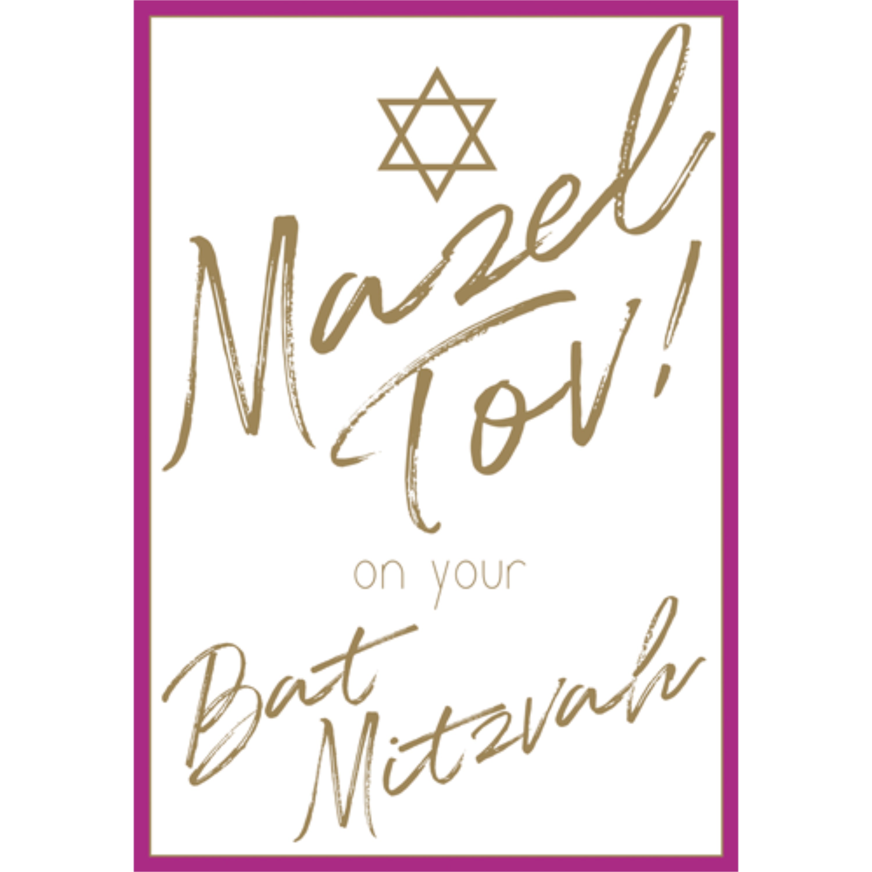 Caspari – Mazel Tov Foil-Bat Mitzvah Card – Fuchsia – 1 Card & 1 Envelope