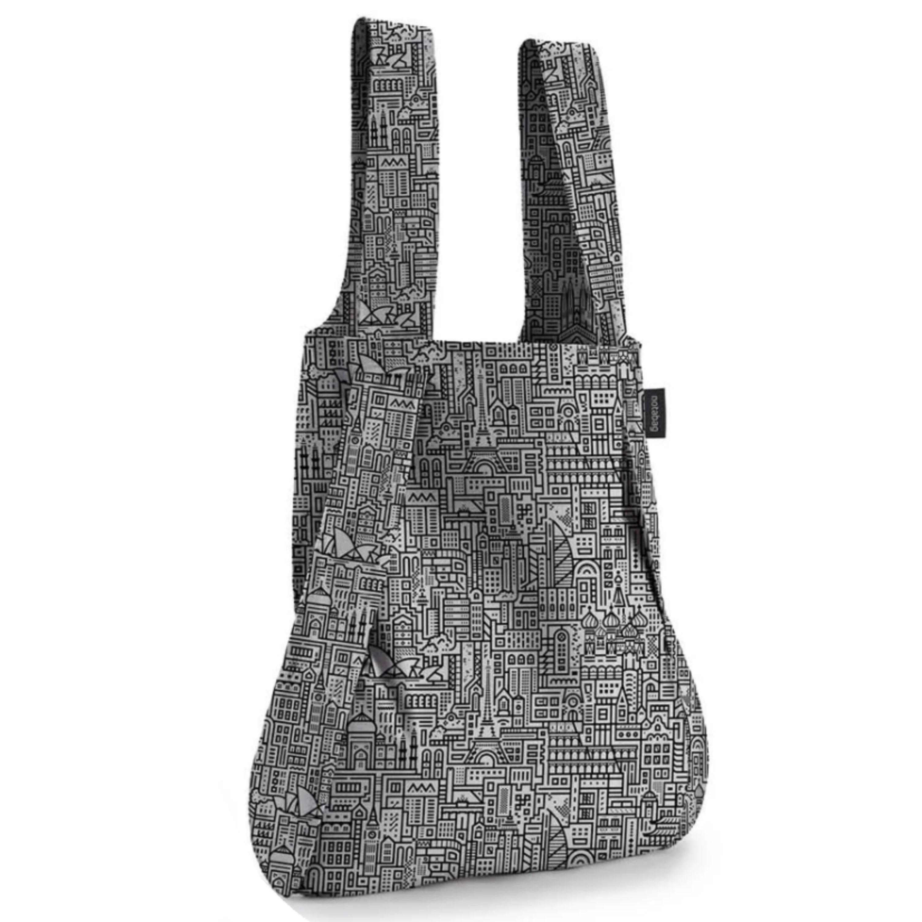 Notabag Hello World Convertible Tote Backpack – Grey/Black