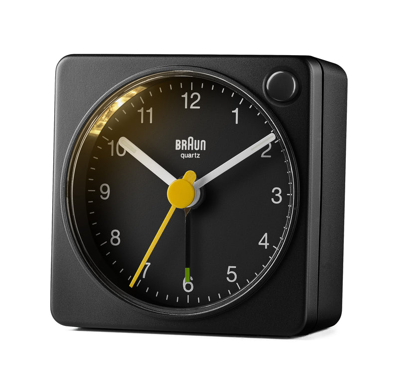 Braun Classic Travel Analogue Alarm Clock – Black/Black