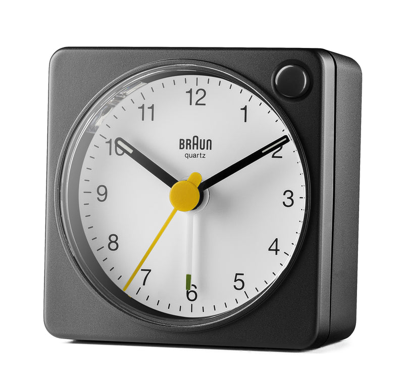 Braun Classic Travel Analogue Alarm Clock – Black/White