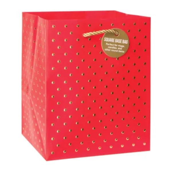 Gold Swiss Dots Small Red Gift Bag