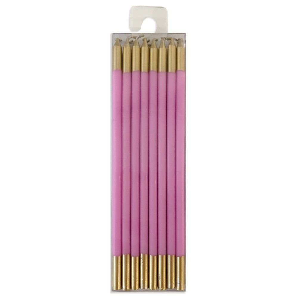Slim Birthday Candles in Candy Pink & Gold – 6" – 16 Pack