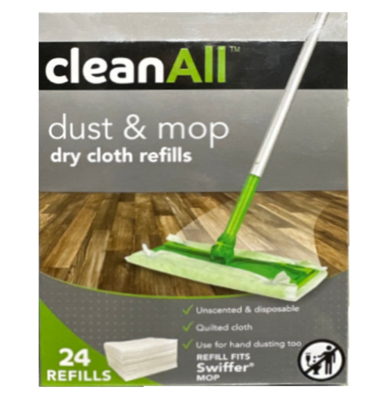 CleanAll Unscented Dry Sweeping Cloth Refills – Pack of 24