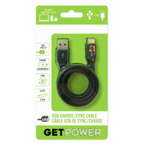 USB Charge Cable – Type C – 3'