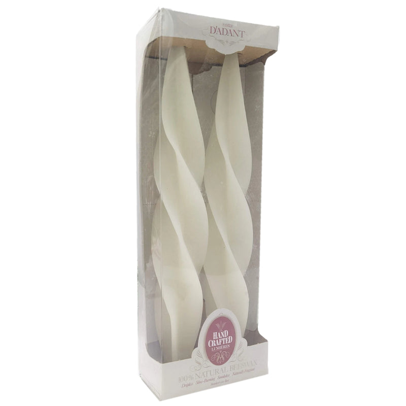 Dadant Beeswax Feathered Twist Candles – 12"– Ivory – 2pk