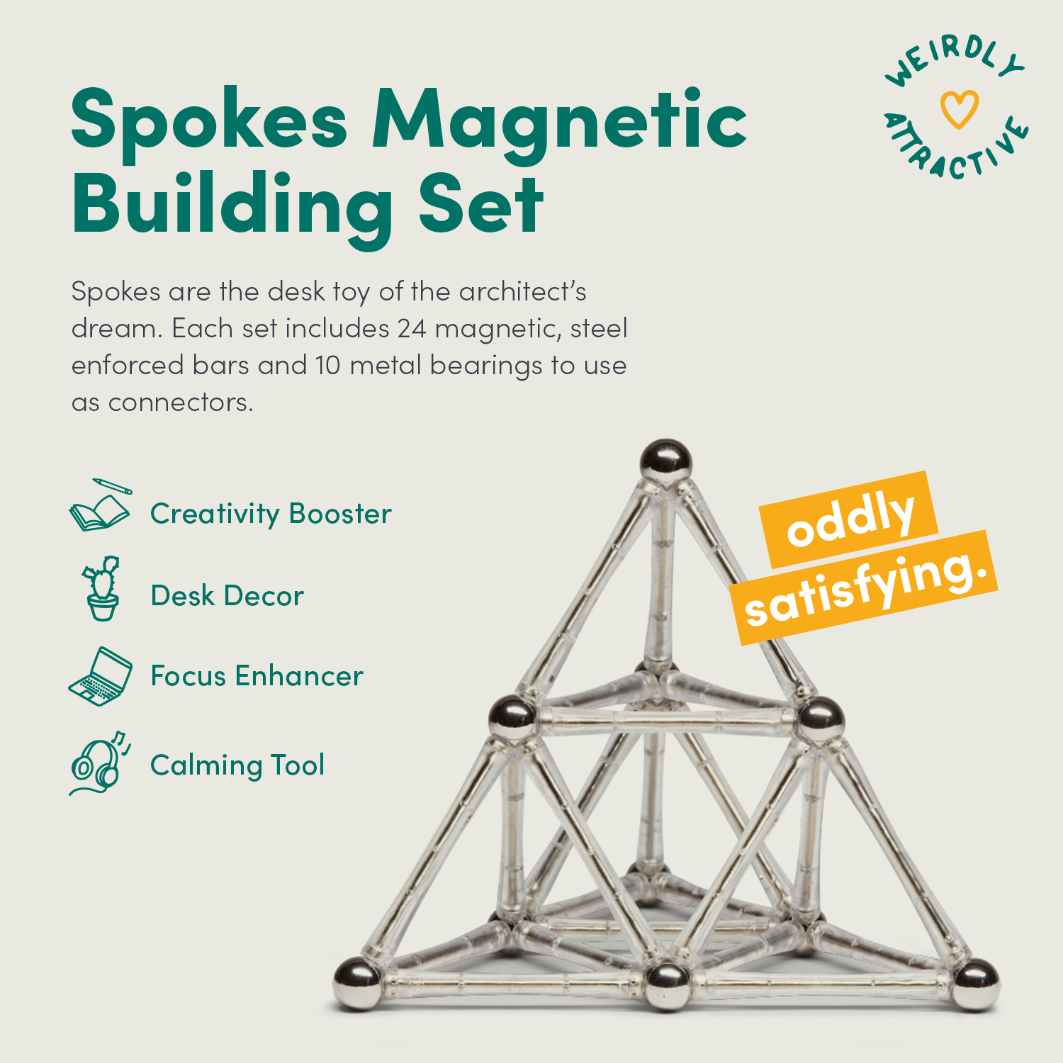 Speks Spokes Magnetic Building Set – Silver