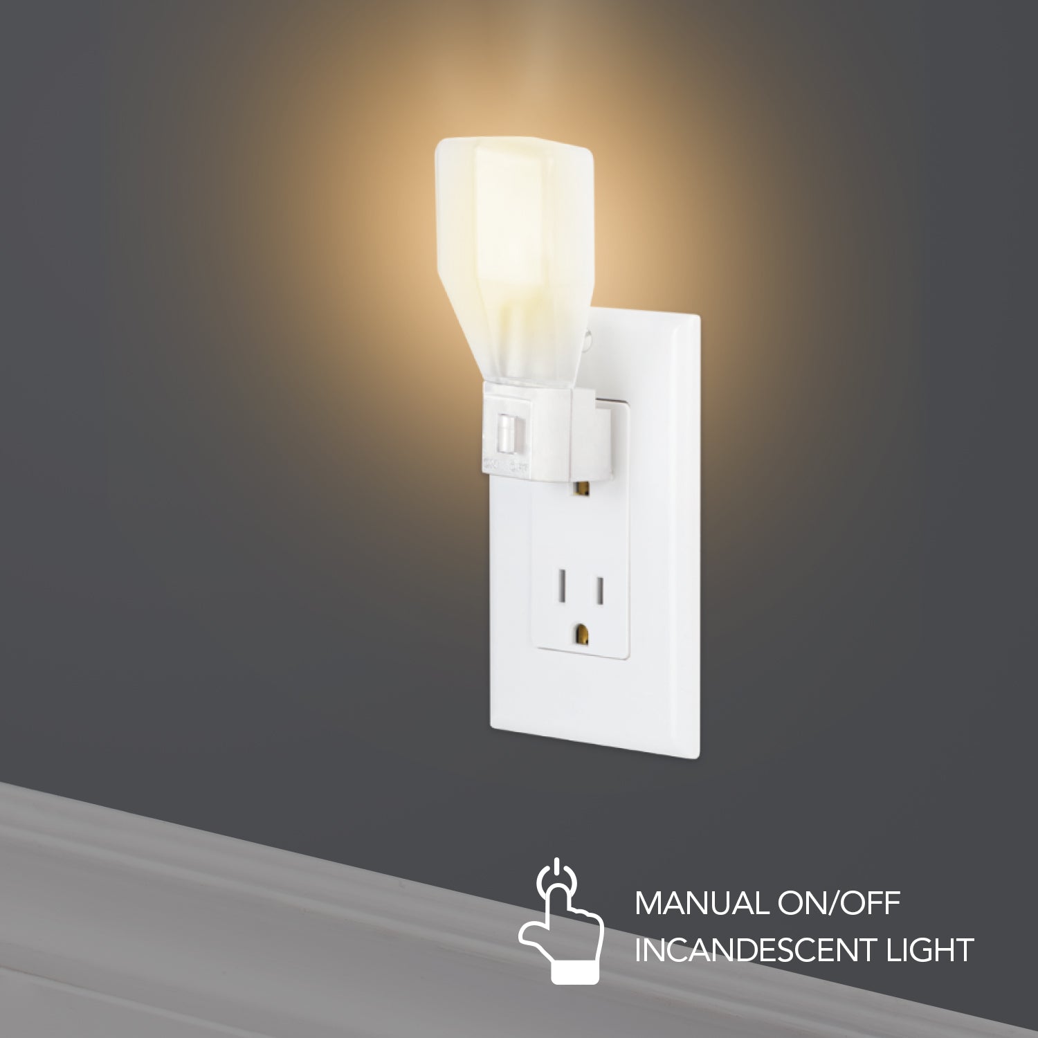 Incandescent Manual On/Off Night Light – White