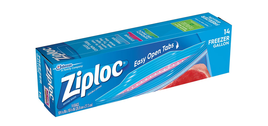 Ziploc Brand Freezer Gallon Bags, Large Food Storage Bags, 14 Count