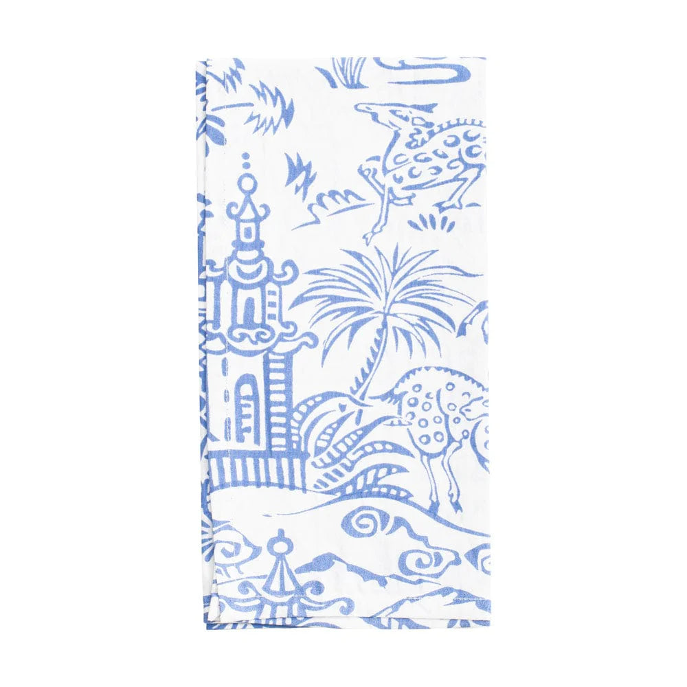 Caspari Cloth Dinner Napkins – Blue Pagoda Toile – Set of 4
