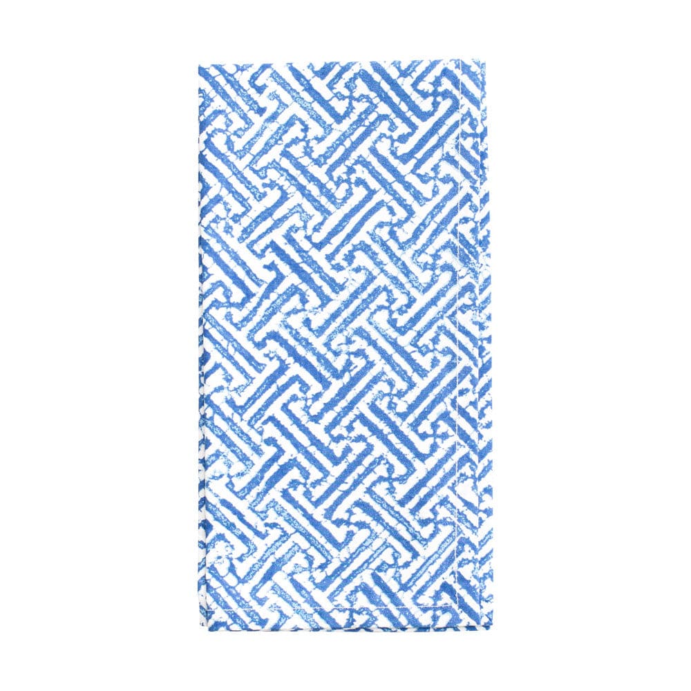 Caspari Cloth Dinner Napkins – Fretwork – Blue – Set of 4