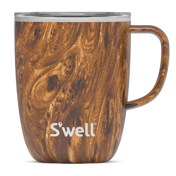 S'well Triple-Layered, Vacuum-Insulated Mug – 12oz –Teakwood