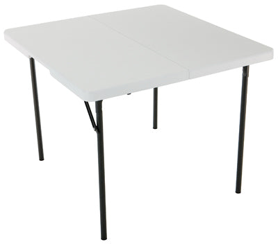 Bi-Fold Square Plastic Folding Table in White – 35" sq.