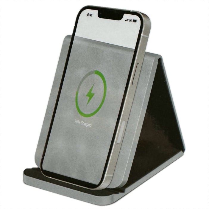 Folding Leather Wireless Pad And Charging Stand – Grey/Black
