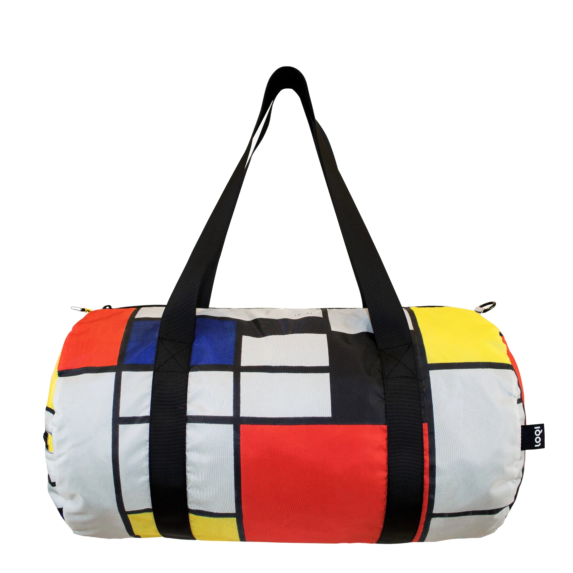 LOQI Recycled Weekender Tote Bag – Piet Mondrian Composition with Red, Yellow, Blue and Black