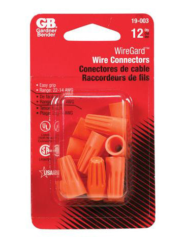 Twist-On Wire Connectors – 22-14 AWG – Orange – Pack of 12