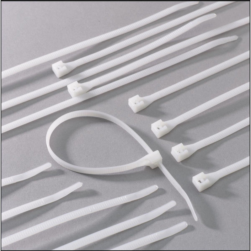 8" White Cable Ties – 20 Pack
