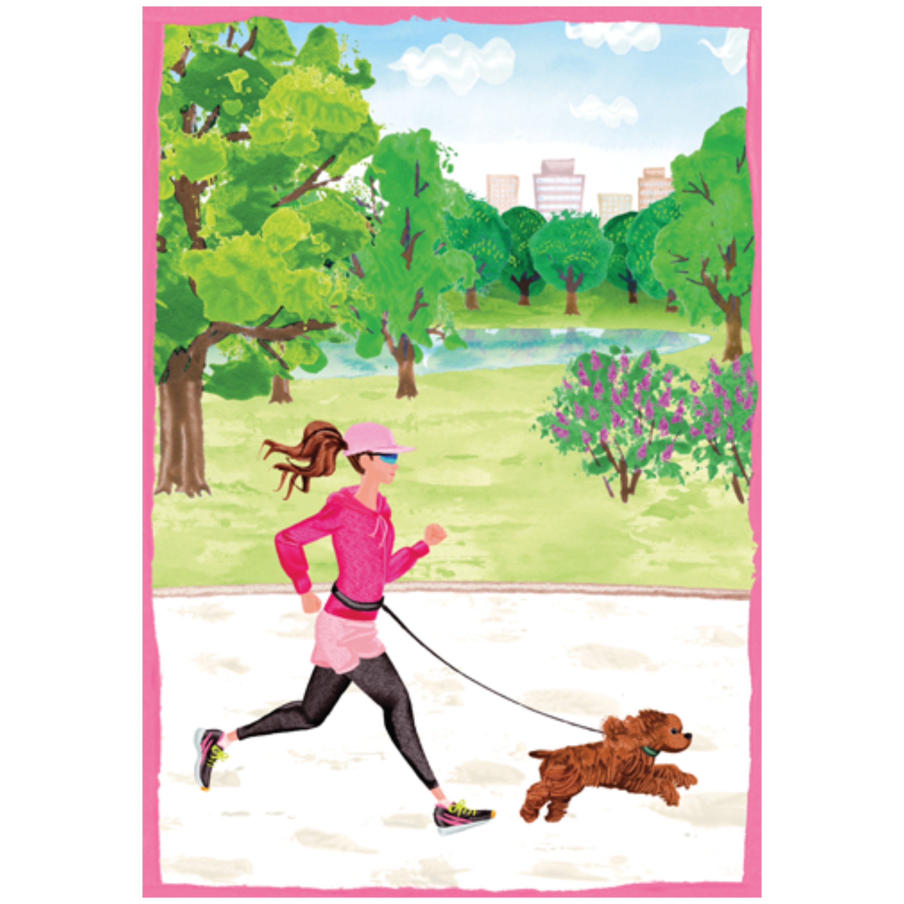 Caspari Mother's Day Card – Jogging – 1 Card & 1 Envelope