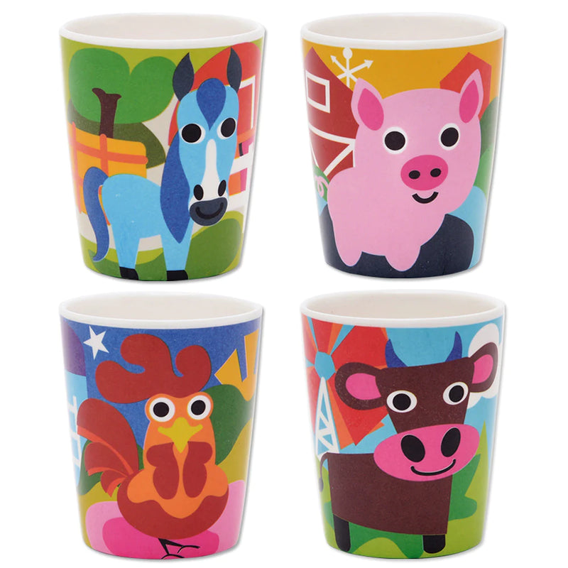 French Bull Kids Everyday Melamine 4 Piece Cup Set – Farm Animals