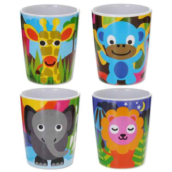 French Bull Kids Everyday Melamine 4 Piece Cup Set – Jungle Animals