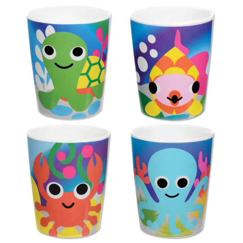 French Bull Kids Everyday Melamine 4 Piece Cup Set – Ocean Animals
