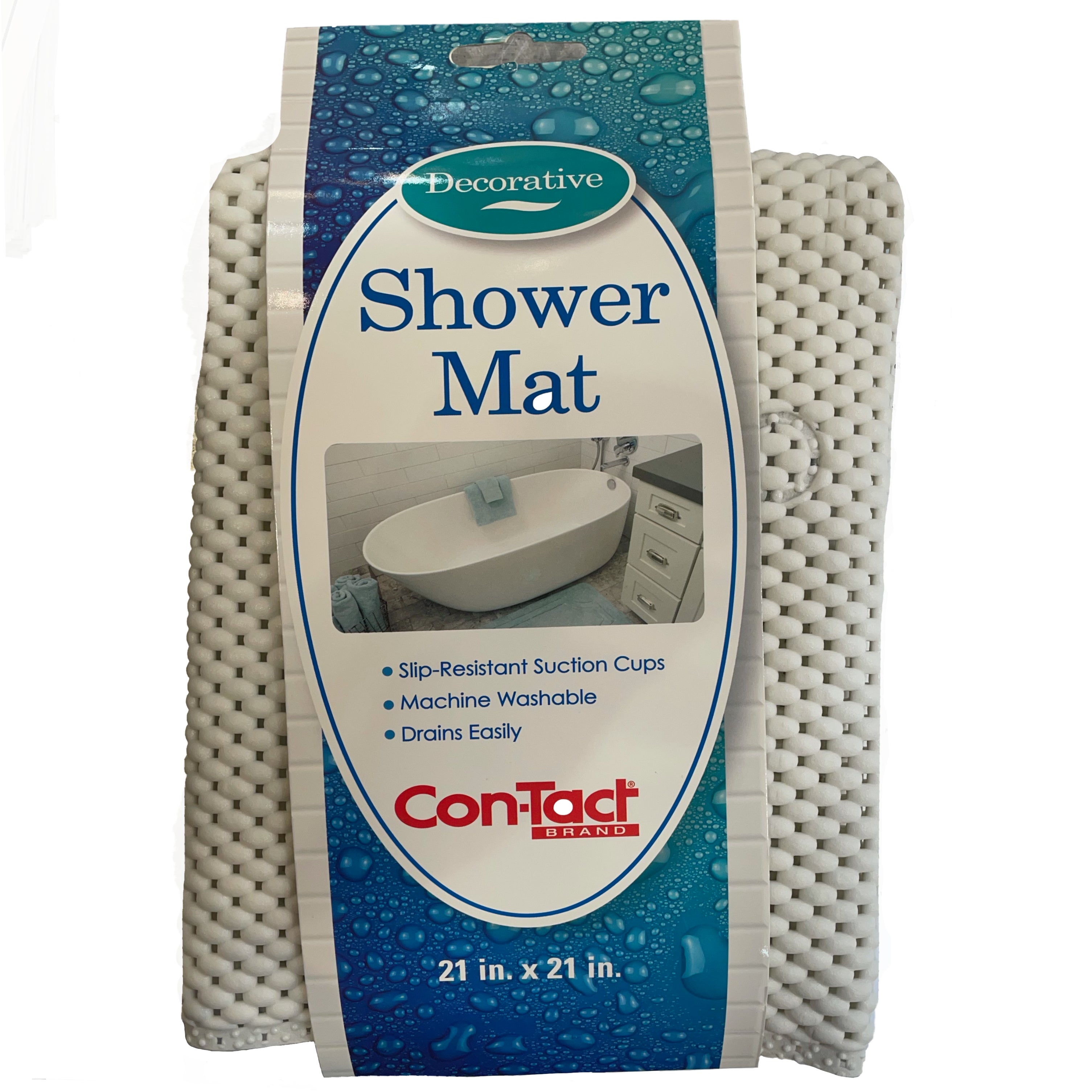 Shower Mat – White Rubber – 21" x 21"