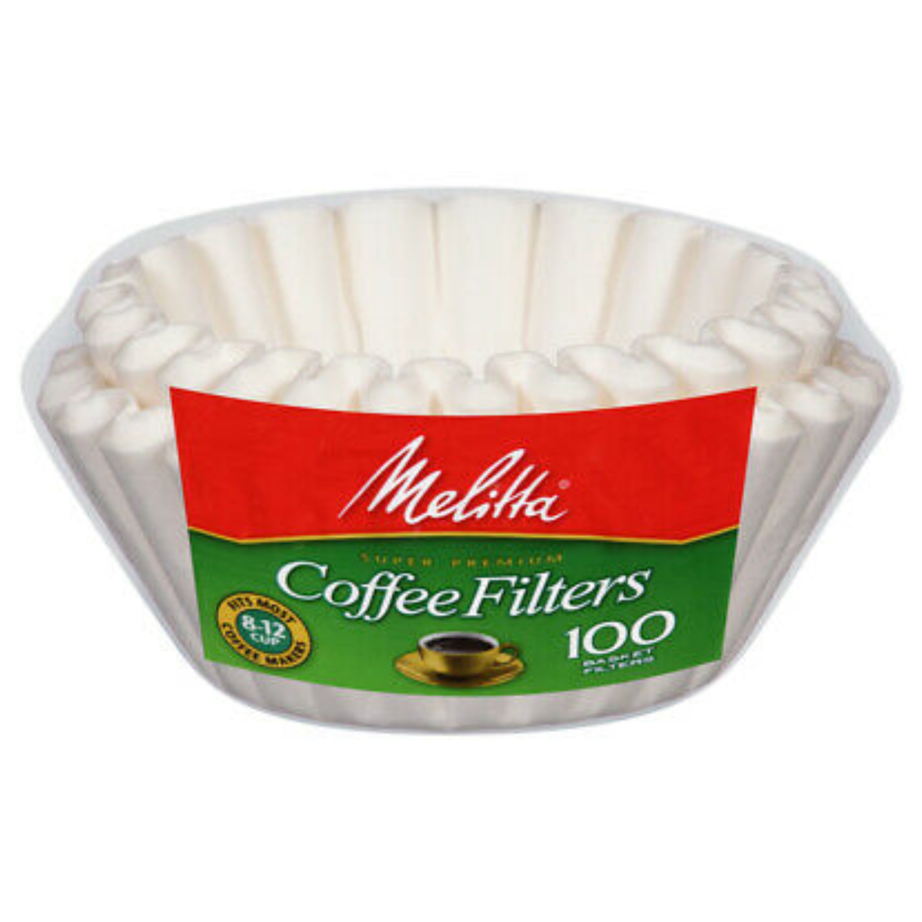 Melitta Super Premium 8-12 Cup White Basket Coffee Filters – 100 Count