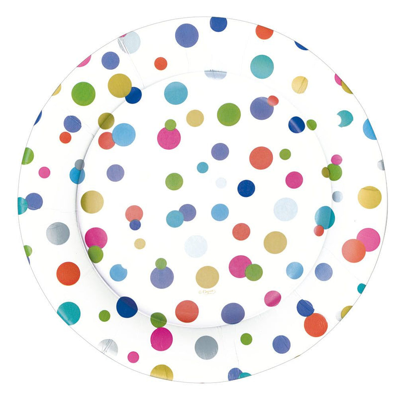Caspari Confetti Brights Round Paper Dinner Plates - 8pk