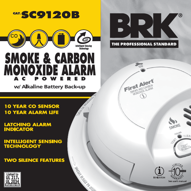 BRK 120V Hardwired Smoke & Carbon Monoxide Alarm - SC9120B