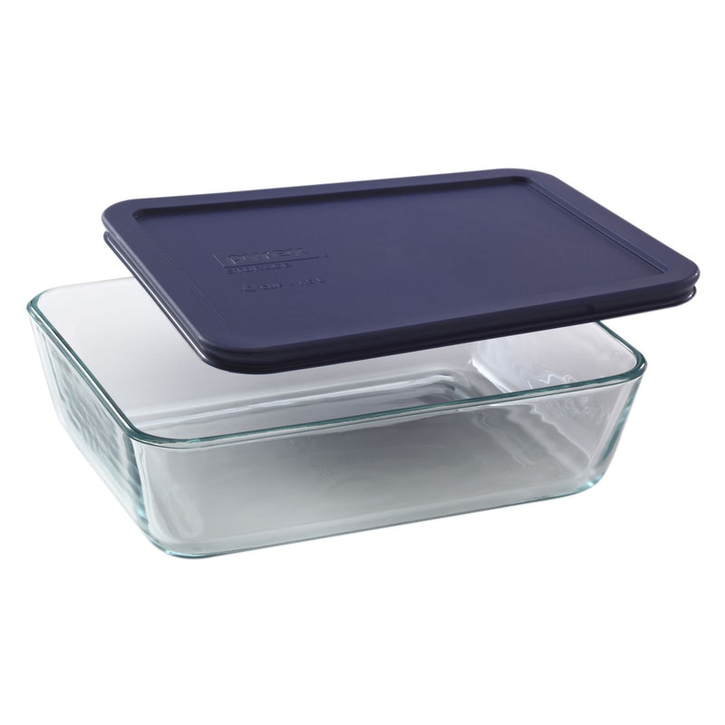 Pyrex Easy Grab 3-qt Oblong with Blue Plastic Cover