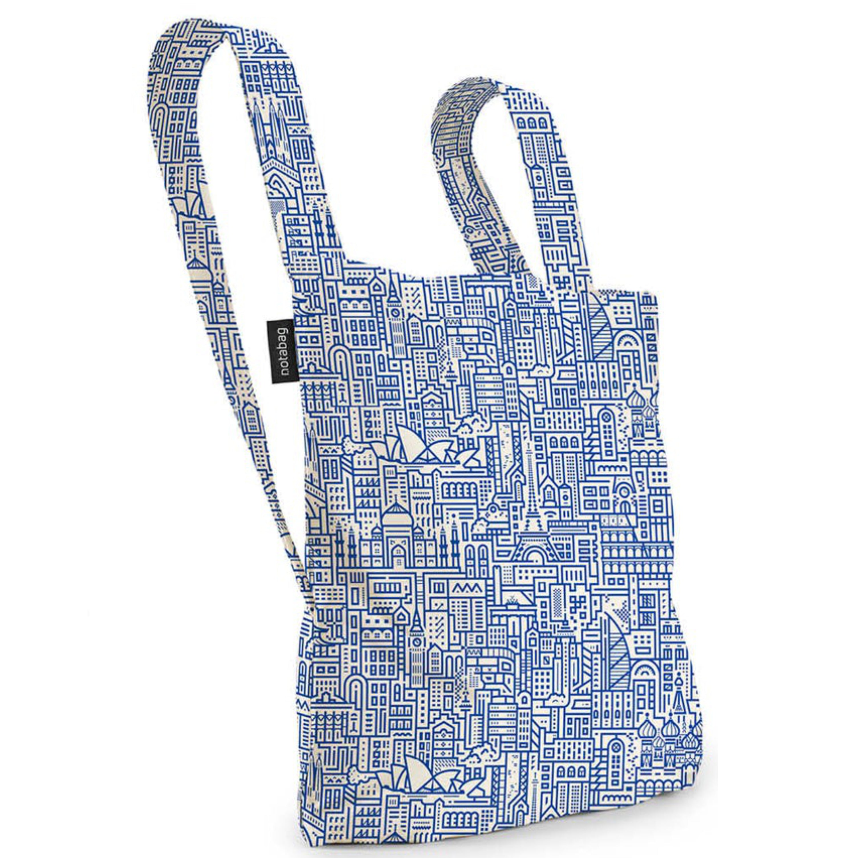 Notabag Hello World Convertible Tote Backpack – Raw/Blue