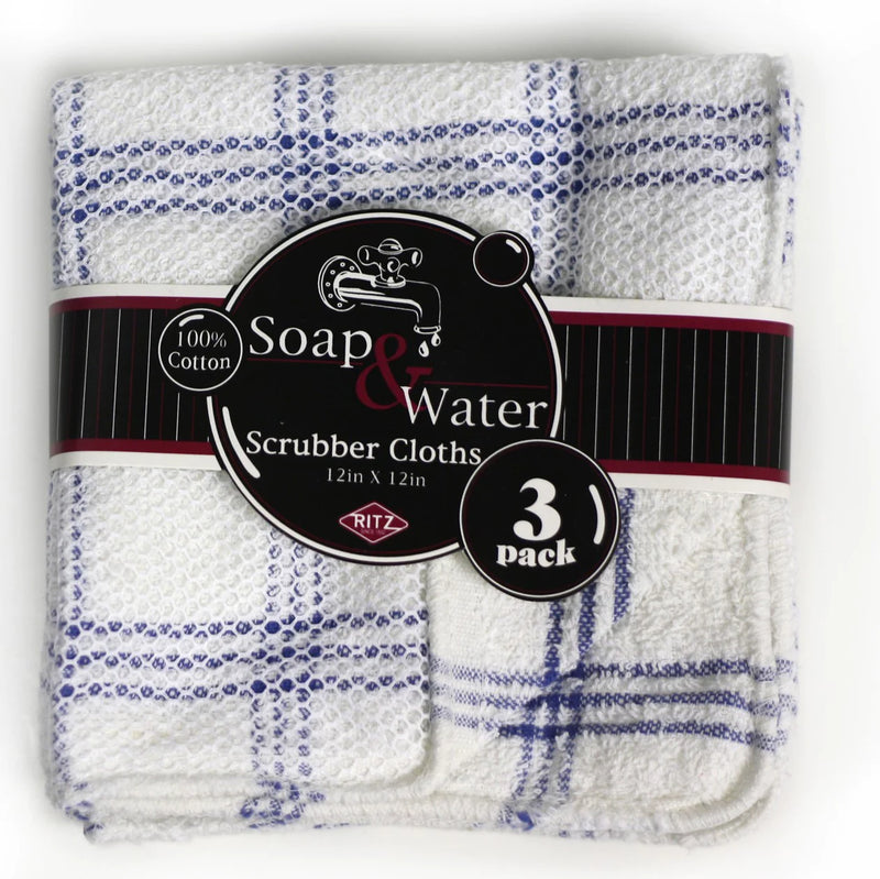 Soap & Water Dishcloth with Scrubber 3 Pack – Lake Blue