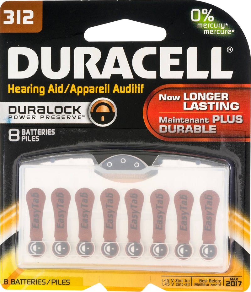 Duracell 312 Hearing Aid Batteries – Pack of 8